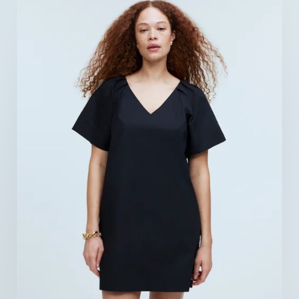 Madewell V-Neck Mini Shirtdress In Black Size S NWT